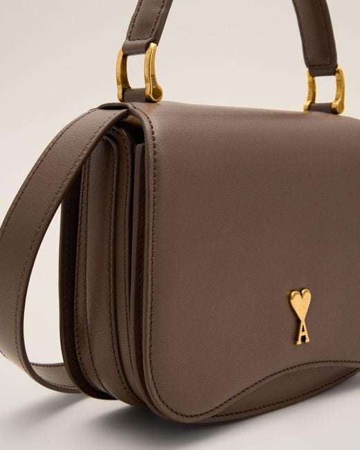 AMI Natural Cowhide Leather Paris Paris Top Handle Bag