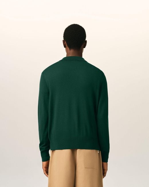 AMI Green Wool Polo With Ami De Coeur for men