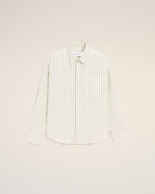 AMI Natural Striped Cotton Ami De Coeur Boxy Shirt