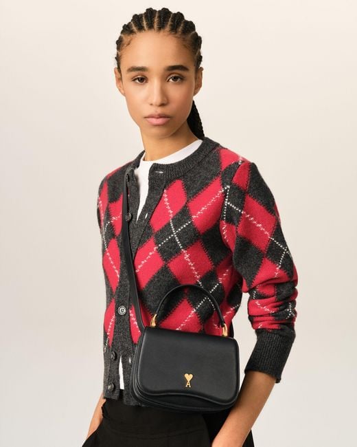 AMI Natural Cowhide Leather Paris Paris Top Handle Bag