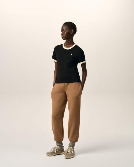 AMI Black Contrasted Cotton T-Shirt With Ami De Coeur
