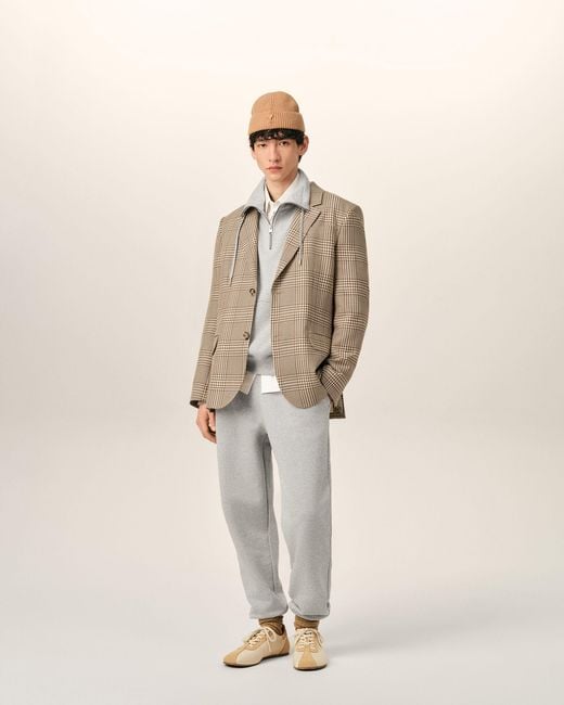 AMI Natural Wool Prince Of Wales Straight Jacket for men