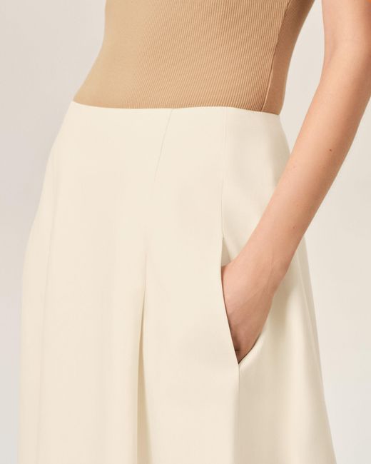 AMI Natural A-Line Cotton And Linen Skirt