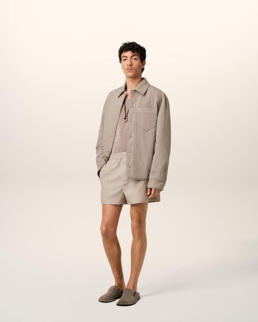 AMI Natural Canvas Padded Ami De Coeur Overshirt for men