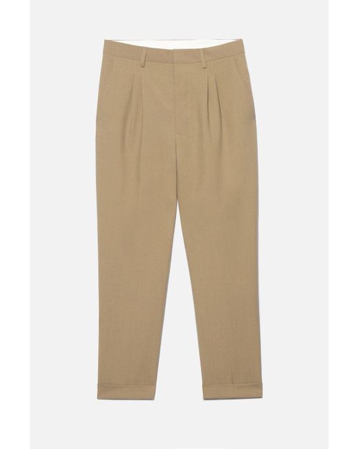 AMI Wool Carrot Fit Trousers With Hem 