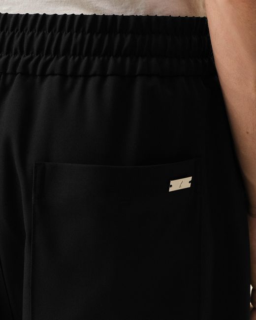 AMI Black New Wool Elasticated Waist Trousers for men