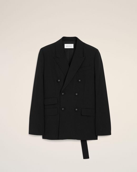 AMI Black Double Breasted Wool Blazer
