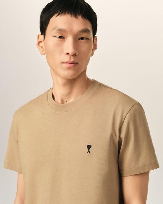 AMI Natural Cotton T-Shirt With Ami De Coeur for men