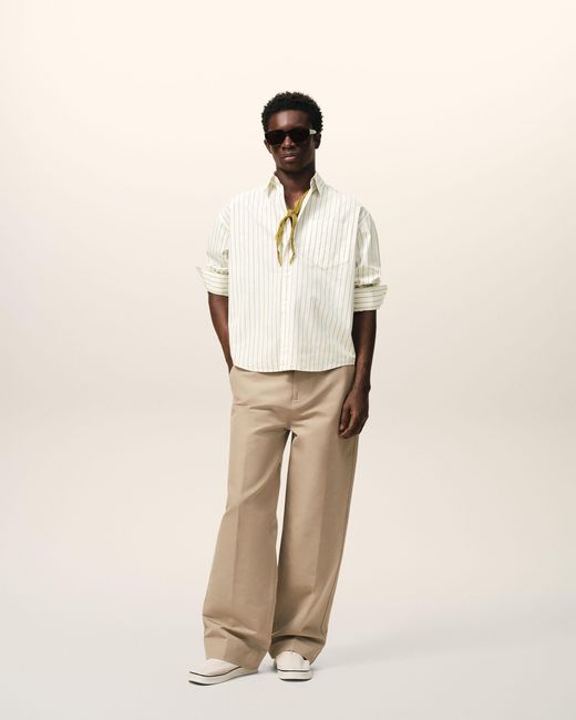AMI Natural Striped Cotton Ami De Coeur Boxy Shirt