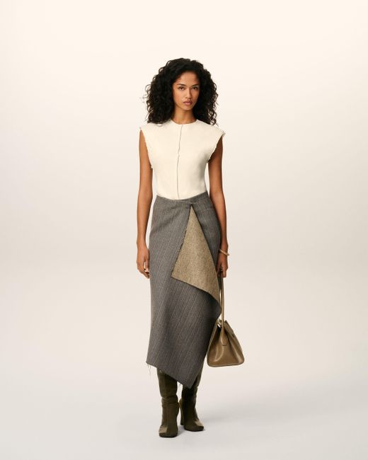 AMI Natural Sleeveless Raw Edge Details Top