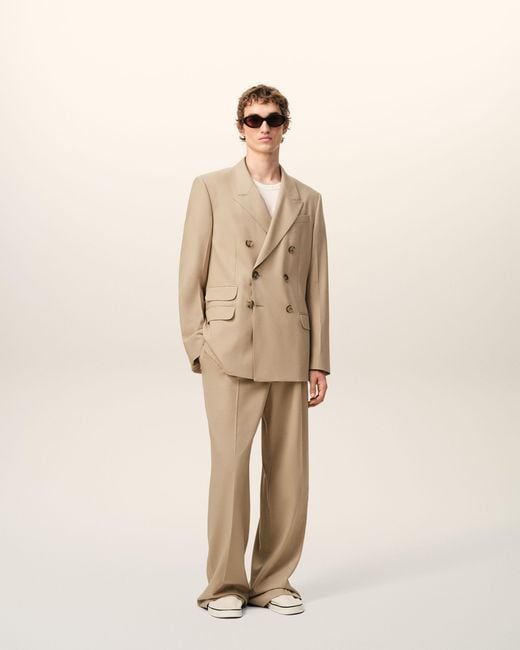 AMI Natural New Wool Double Breasted Straight Jacket for men