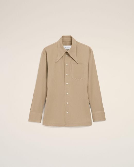 AMI Natural Cotton Sharp Collar Fitted Shirt