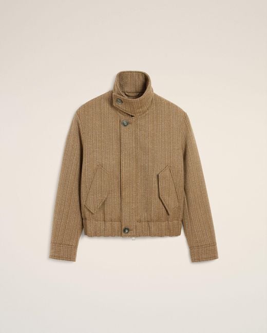 AMI Natural Wool Herringbone Harrington Jacket