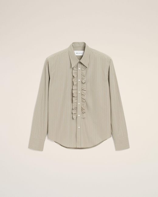 AMI Natural Cotton Long Sleeve Ruffled Adjusted Shirt for men