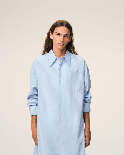 AMI Blue Cotton Ami De Coeur Wide Shirt Dress