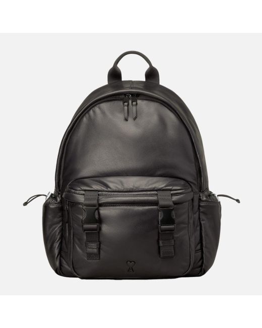 Ami Paris Leather Ami De Coeur Backpack in Gray | Lyst