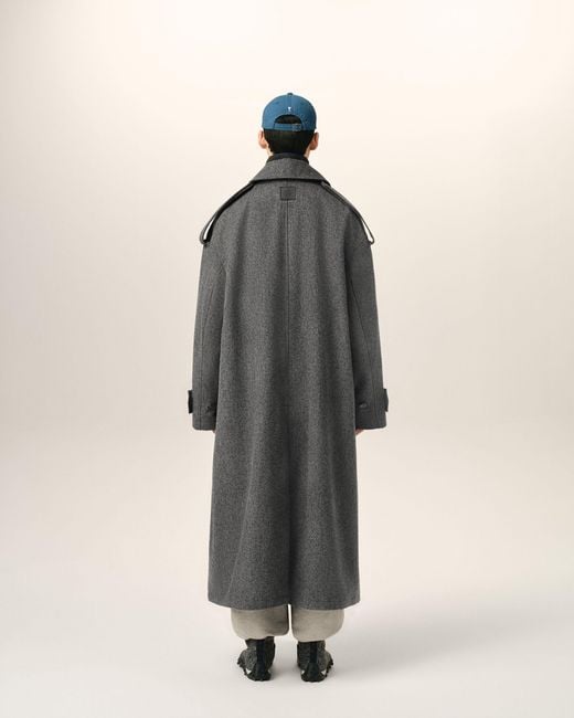 AMI Gray Wool Trench Coat