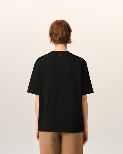AMI Black Cotton T-Shirt With Embossed Ami De Coeur