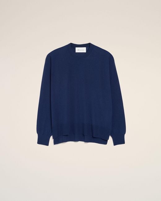 AMI Blue Bleu Thin Wool Crewneck Ami De Coeur Sweater