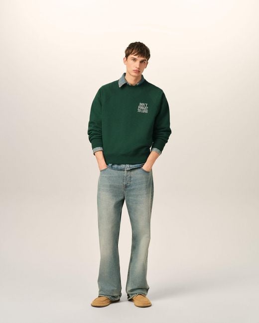 AMI Green Cotton "Don'T Forget To Love" Sweatshirt
