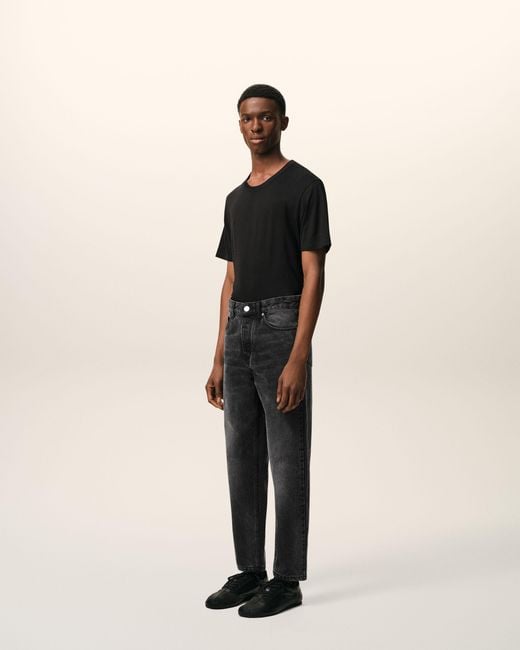AMI Black Cotton Tapered Fit Jeans for men