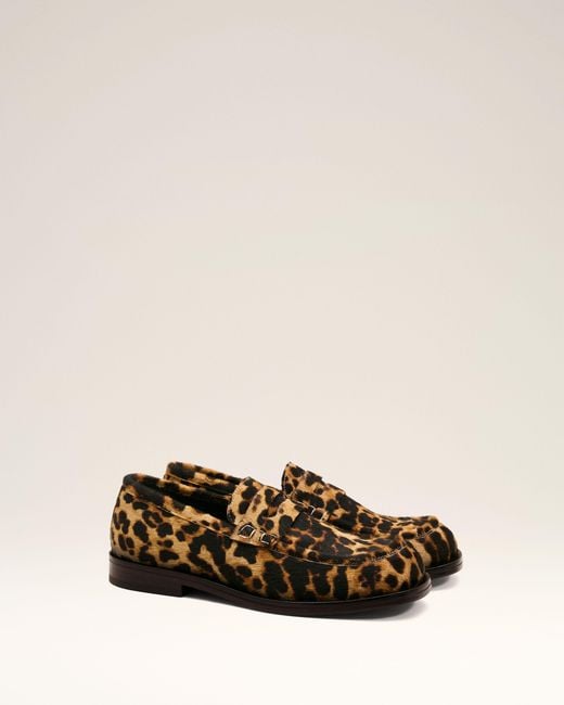 AMI Natural Leopard Print Cowhide Leather Loafers