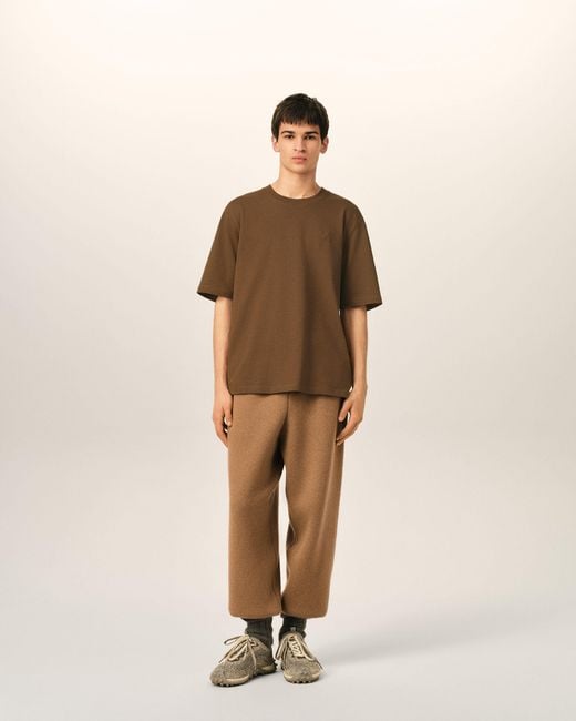 AMI Brown Cotton T-Shirt With Embossed Ami De Coeur