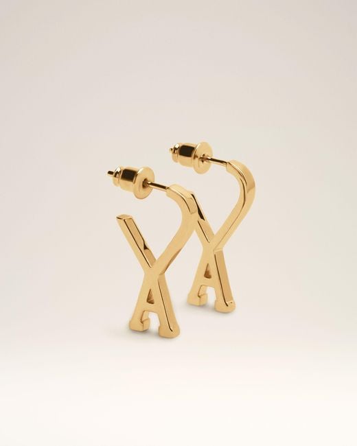 AMI Natural Brass Small Hoops With Ami De Coeur