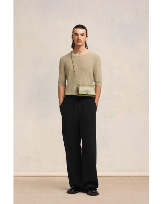 AMI Black Wide Elasticated Waist Trousers for men