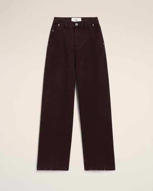 AMI Brown Burgundy Cotton Wide Fit Jeans