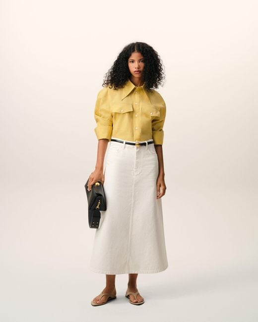 AMI Yellow Cotton Sharp Collar Fitted Shirt
