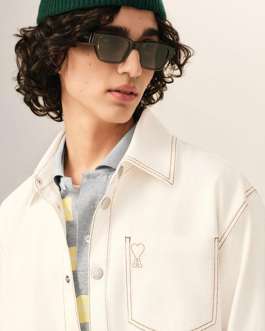 AMI Natural Cotton Ami De Coeur Overshirt for men