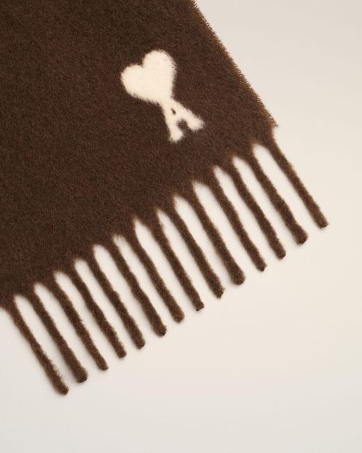 AMI Brown Alpaca Scarf With Ami De Coeur