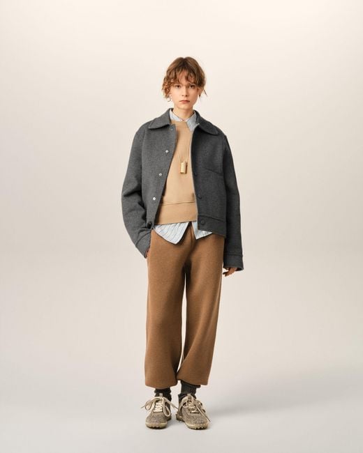 AMI Gray Button-Down Wool And Cashmere Jacket