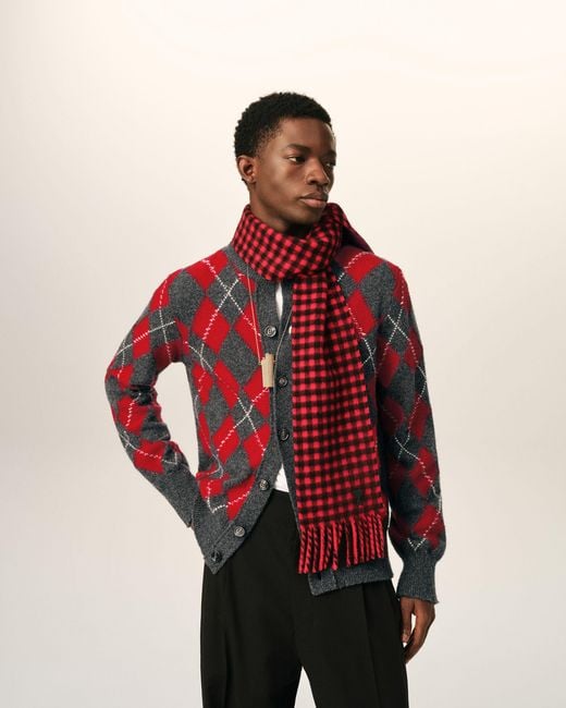 AMI Red Wool Cardigan for men
