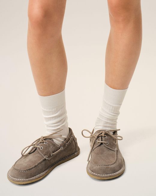 AMI Natural Cow Leather Boat Shoes