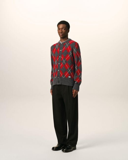 AMI Red Wool Cardigan for men