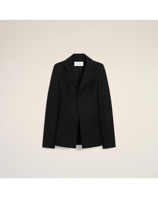 AMI Black New Wool Single Breasted Fitted Jacket