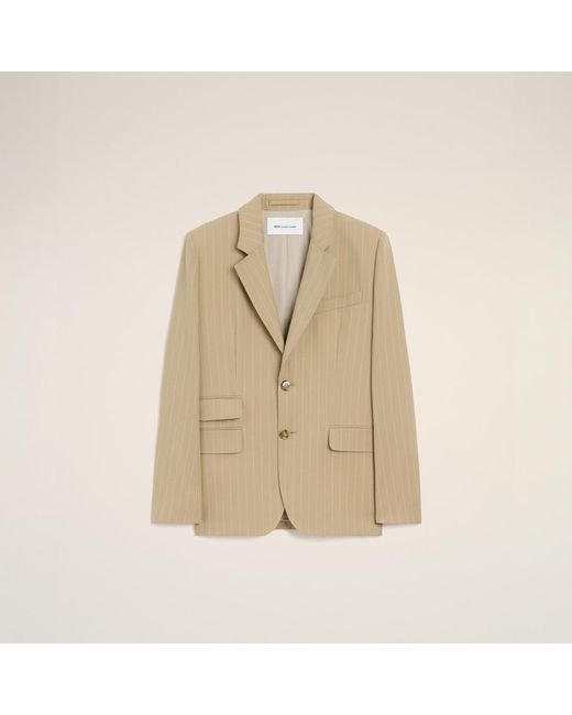 AMI Natural New Wool Single Breasted Boxy Jacket