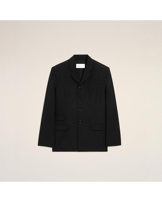 AMI Black New Wool Single Breasted Straight Jacket for men