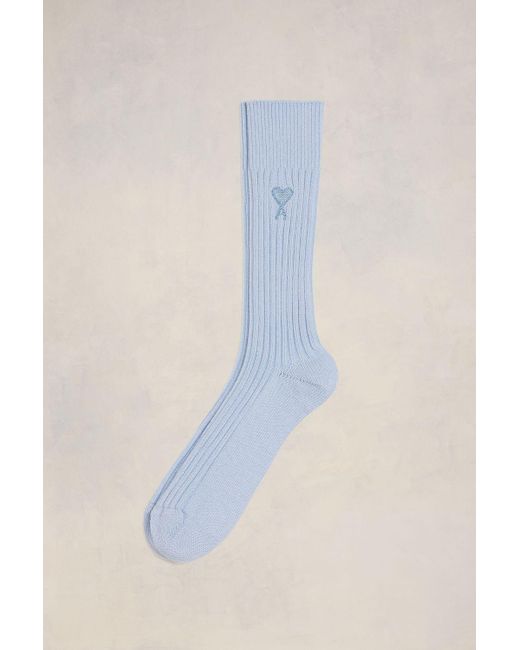 AMI Blue Ami De Coeur Plain Socks for men
