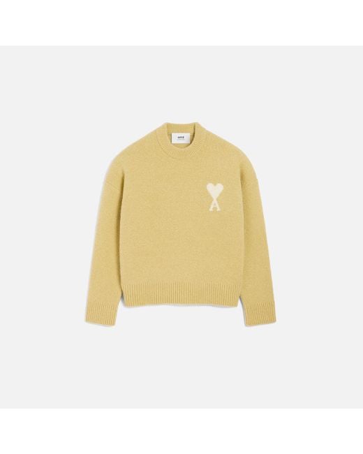 Pull Jaune Col Rond Ami De Coeur En Alpaga Anis & Ecru AMI en coloris Yellow