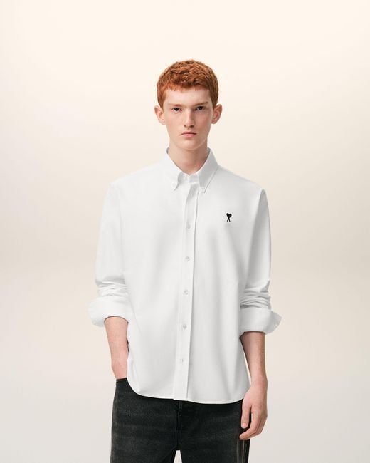 AMI Natural Cotton Shirt With Ami De Coeur for men