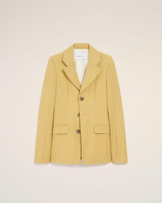 AMI Metallic New Wool Single Breasted Fitted Jacket