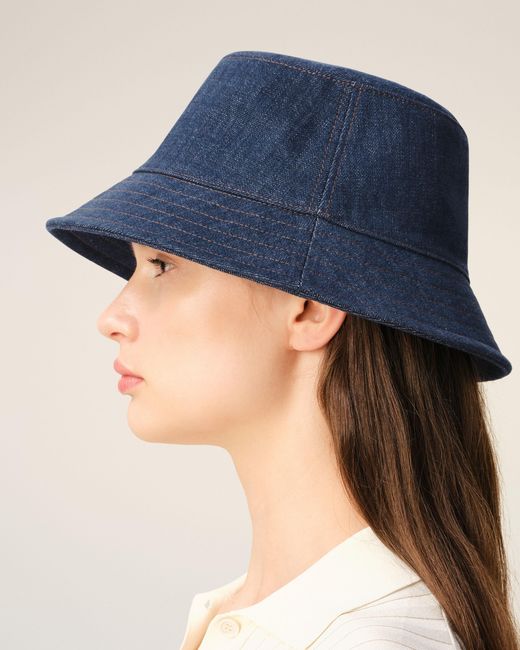 AMI Blue Denim Cotton Heritage Patch Hat