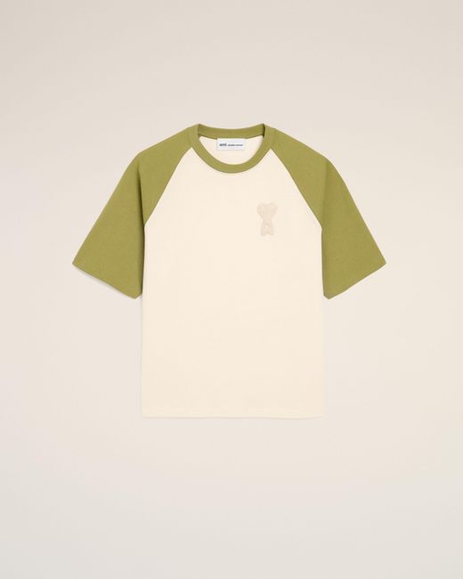 AMI Natural And Cotton Ami De Coeur Knitted Patch T-Shirt