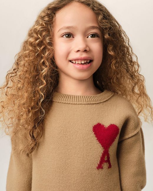 AMI Natural Wool Ami De Coeur Crewneck Sweater