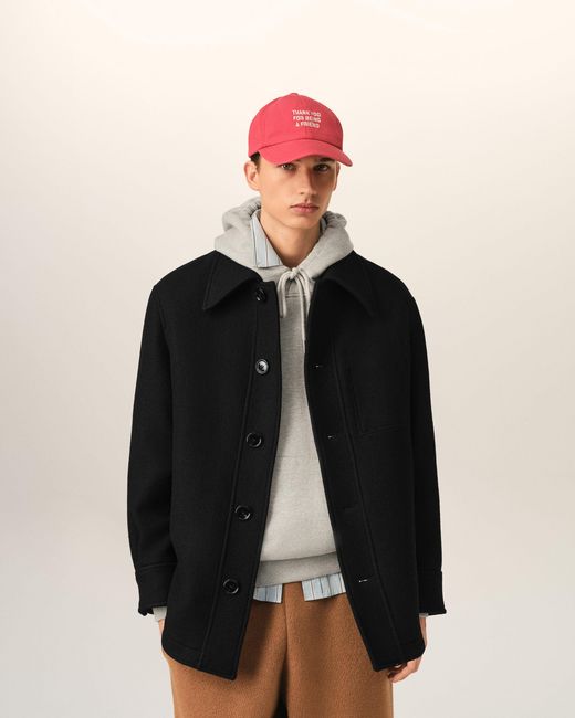 AMI Black Wool Button-Down Jacket