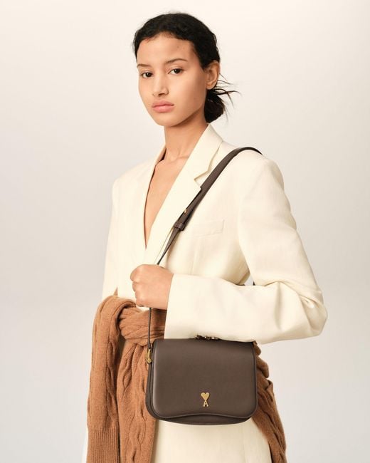 AMI Natural Cowhide Leather Paris Paris Bag