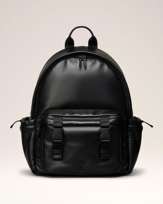 Ami Paris Leather Ami De Coeur Backpack in Gray | Lyst